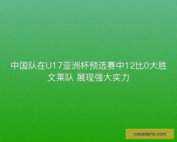 中国队在U17亚洲杯预选赛中12比0大胜文莱队 展现强大实力